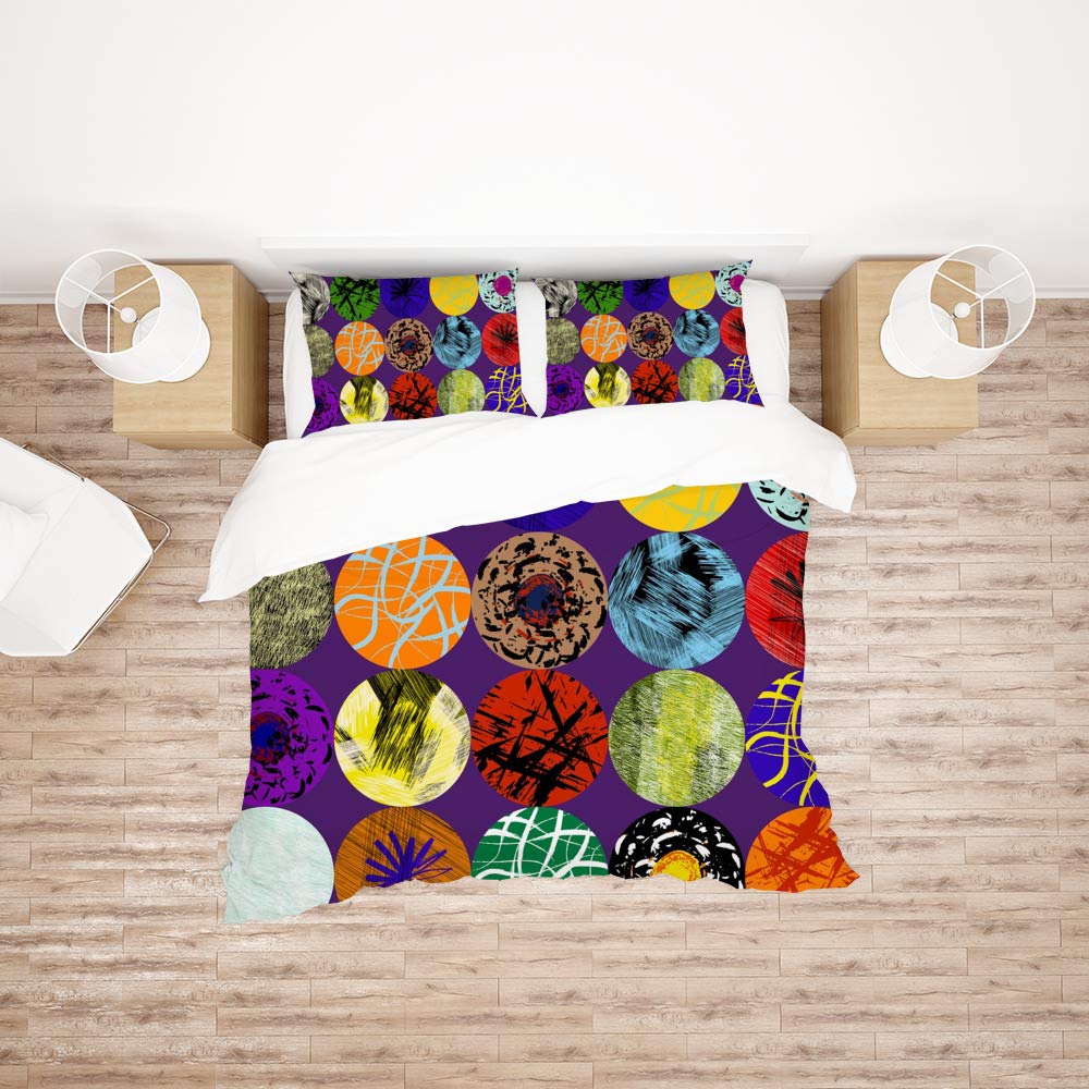 Parure de lit King Size 3 pièces en polyester doux et imprimé pour lit double
