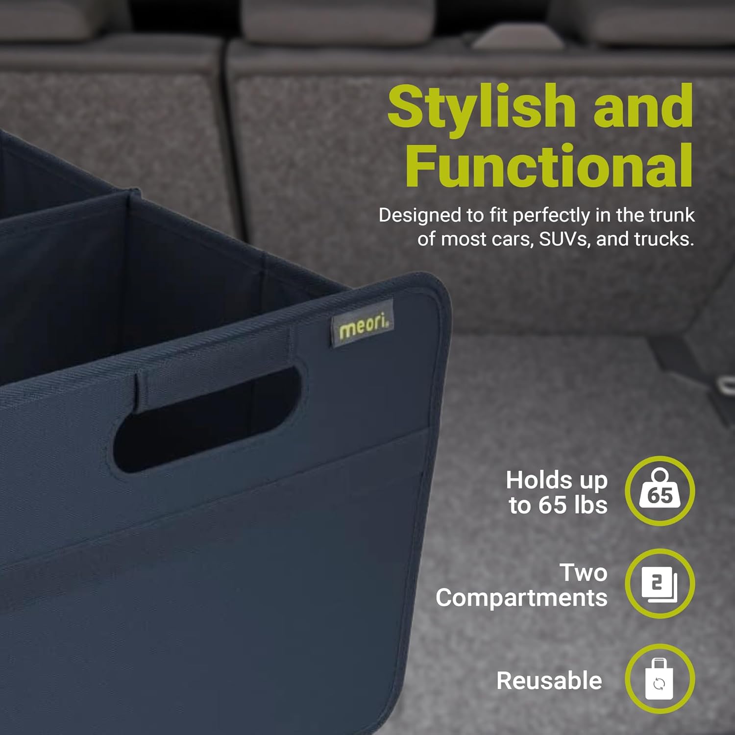 meori A100114 Foldable Classic Large, Marine Blue, Collapsible Box To Organize, Store and Carry Anything and Everything, 1-Pack