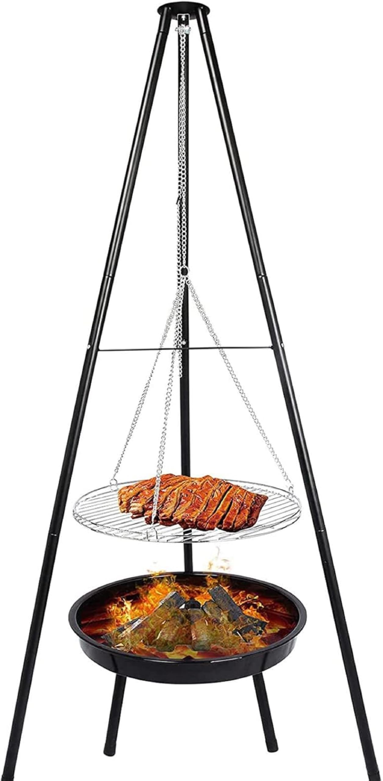 BBQ-Toro Three-legged BBQ | 112 To 178 Cm | Three Legs For Rotating Fire Stove | Iron Stand | Barbecue Stand | Three Legs BBQ Stand With Chain