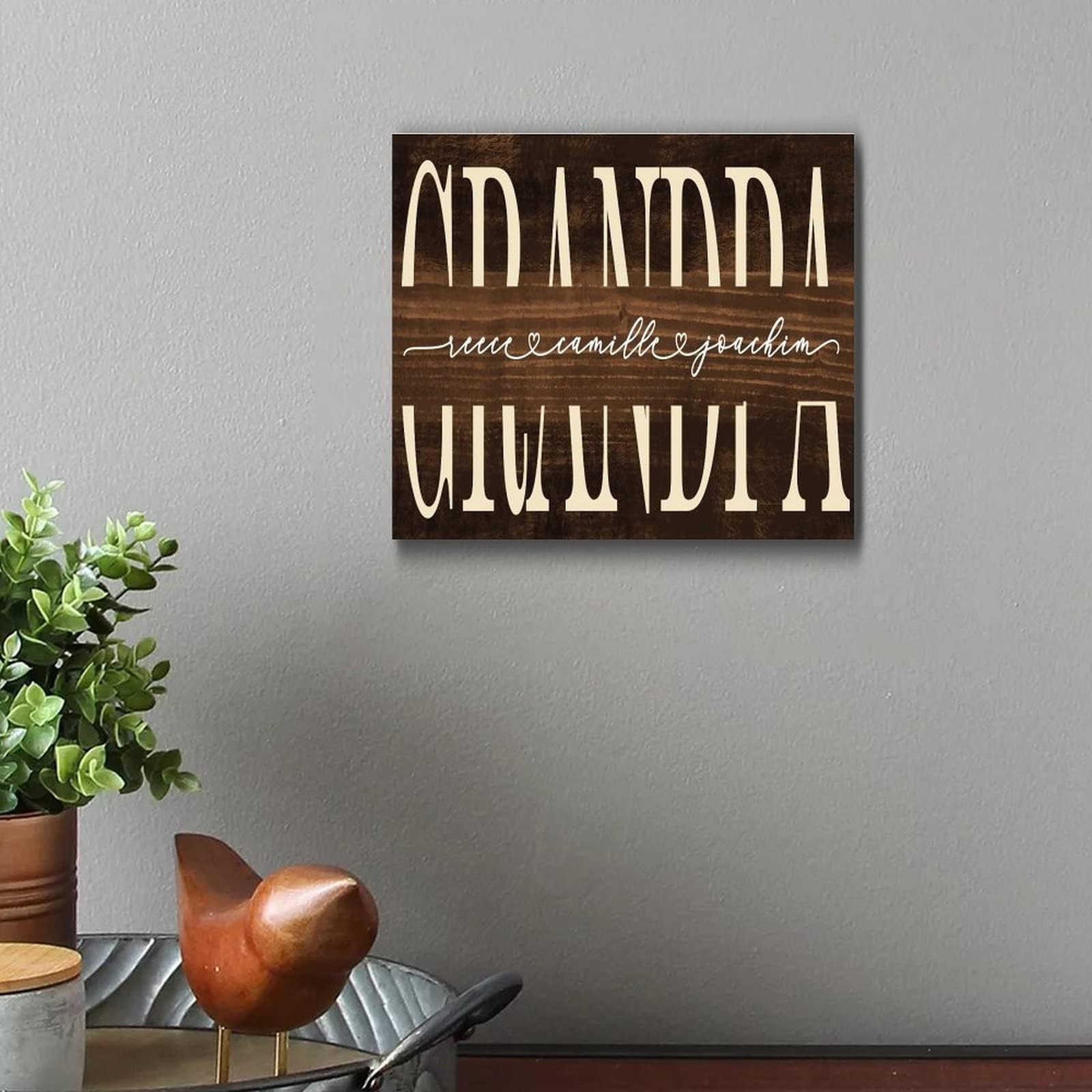 Father's Day Personalized Gift for Grandpa Wooden Signs, Grandpa Rustic Wood Hanging Sign Sign for Living Room and Kitchen 12x12in Personalized Quote Sign