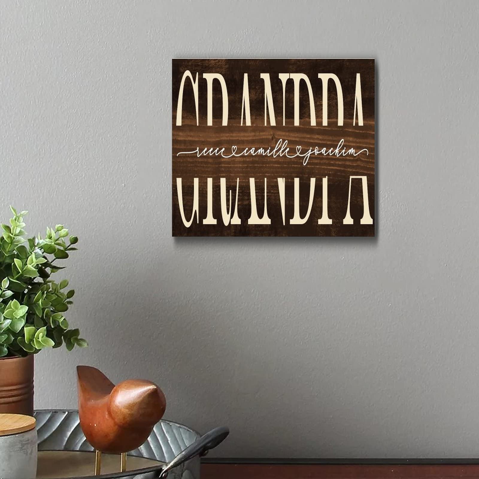 Father's Day Personalized Gift for Grandpa Wooden Signs, Grandpa Rustic Wood Hanging Sign Sign for Living Room and Kitchen 12x12in Personalized Quote Sign