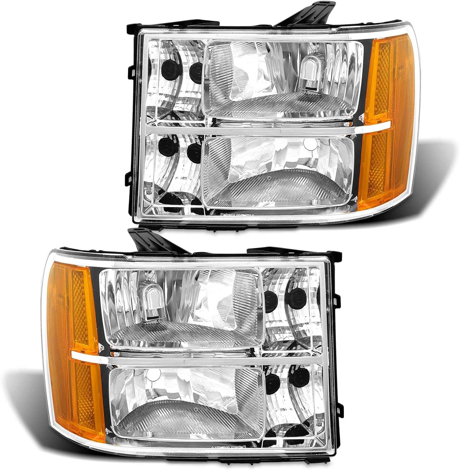 Headlight Assembly Pair for 2007-2013 GMC Sierra 1500 2007-2014 Sierra 2500HD 3500HD Chrome Housing Left Right W/O Bulbs