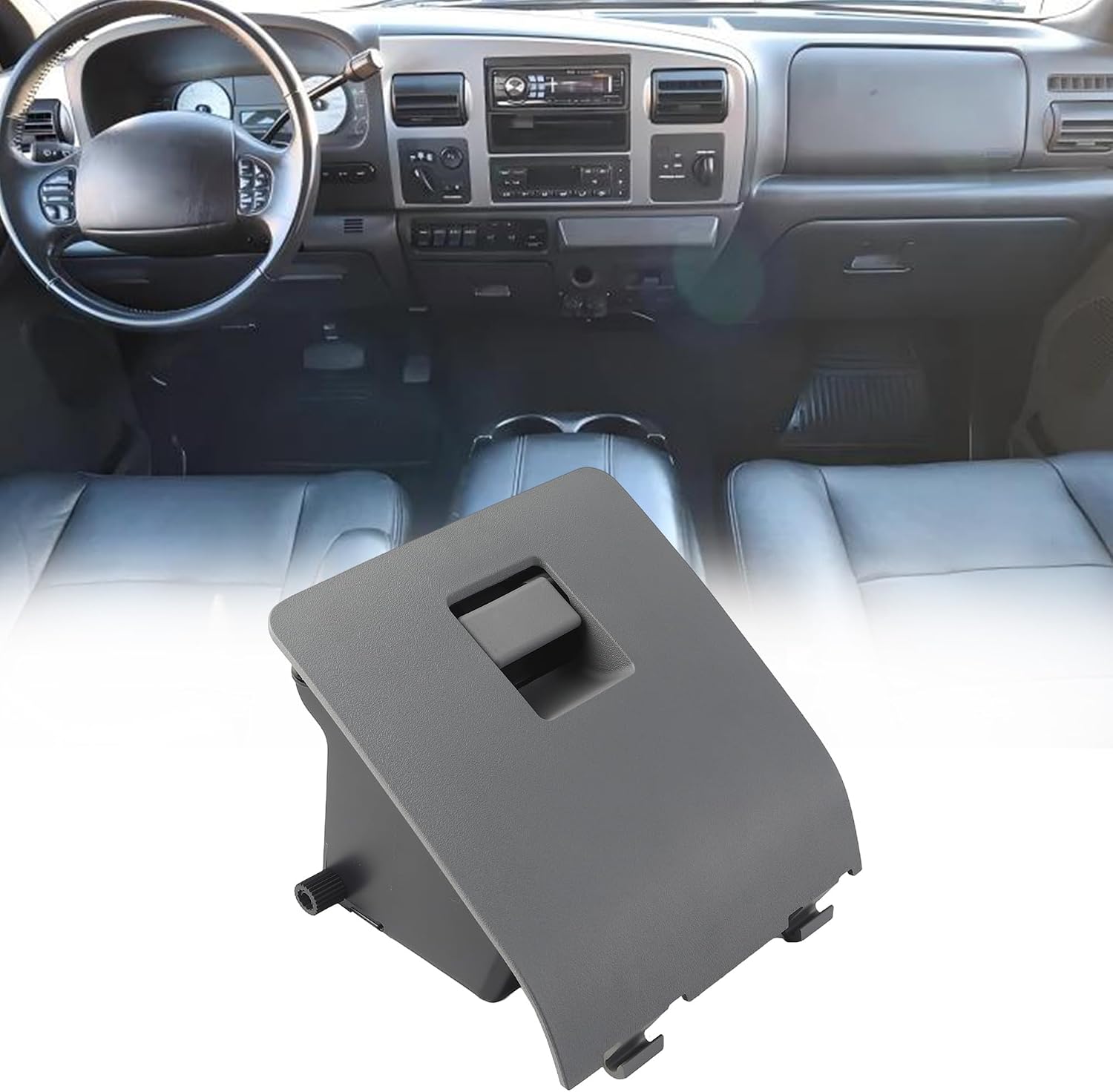 5C3Z-2513546-DA Dash Glove Storage Box Cubby Compatible with 2005-2007 Ford F-250 F-350 F-450 F-550 Super Duty models Storage Compartment Gray 5C3Z2513546DA