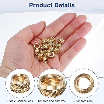 M METERXITY 25-Pack Threaded Inserts - M6 x 5mm L x 8mm OD Brass Heat Set Insert Nuts, for 3D Printing Components/Plastic Parts/Miniature Electronics Female Metric Knurled Nuts