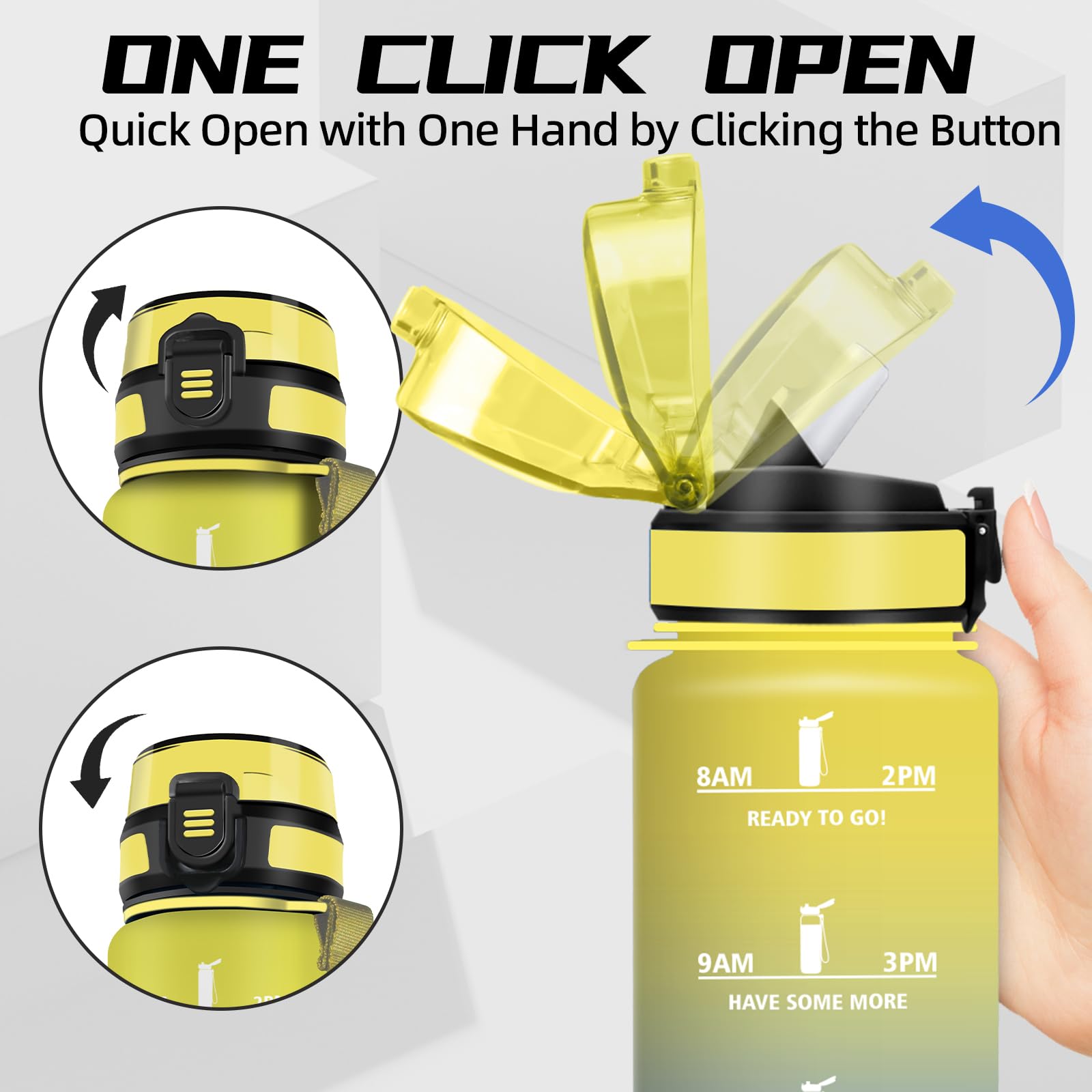 Borraccia 1 litro, Borraccia con Cannuccia, Senza Perdite, Bottiglia 1 litro, Facile da Pulire, Water Bottle Motivazionale, Con Chiusura di Sicurezza, Borracce per Campeggio, Ciclismo, Viaggio, Yoga