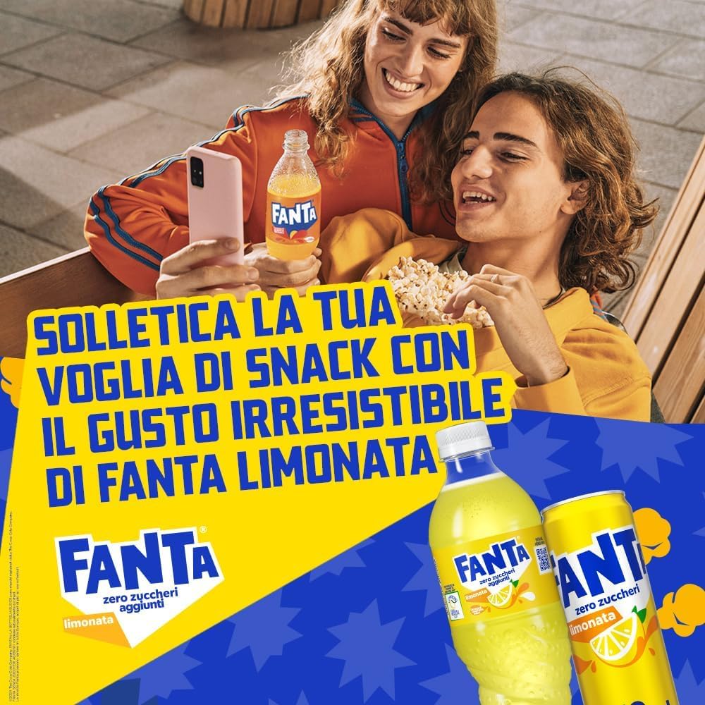 Italian Gourmet Fanta Zero Zuccheri bevanda Limone Syrakus Dose 72 x 330ml | Ohne Zuckerzusatz und Konservierungsstoffe, lattina riciclabile, gusto, Gesamtnettogewicht 23,76 L + Kostenlos Polpa 400g