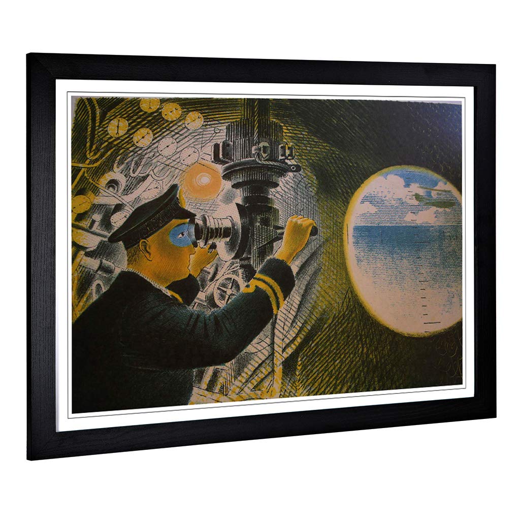 Big Box Art Framed Print of Eric Ravilious Submarine Lithographs Design | Wall Art Picture | Home Decor for Kitchen, Living Room, Bedroom, Hallway, Black, A2 / 24.5x18 Inch / 62x45cm