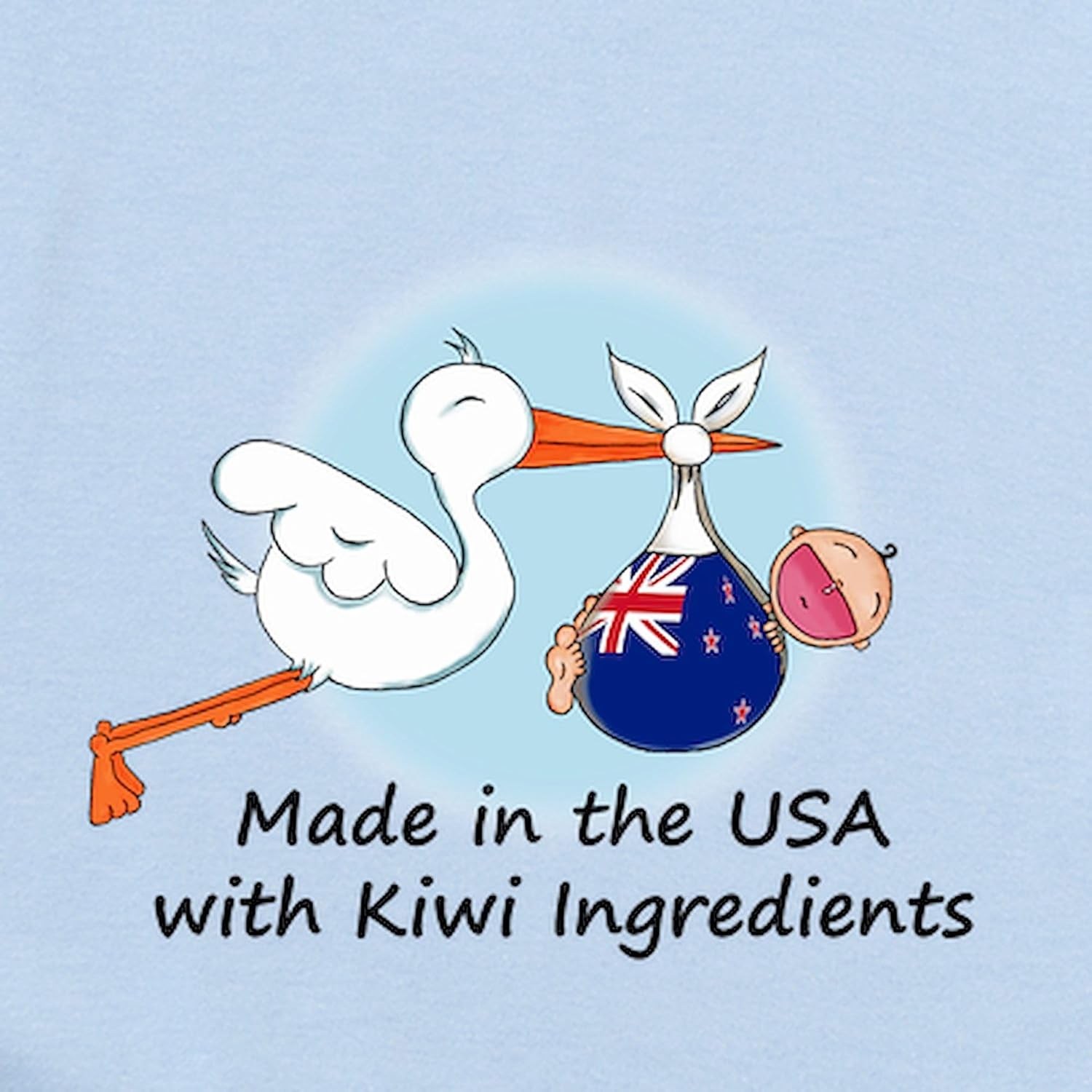 CafePress Stork Baby New Zealand USA Infant Bodysuit Cute Infant Bodysuit Baby Romper