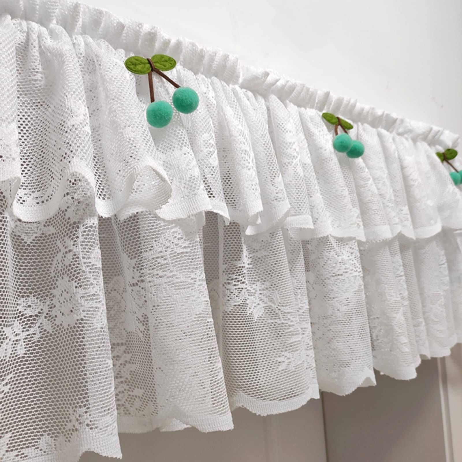 Cenefa de cortina de hilo de encaje blanco suave para iluminar salones con elegancia
