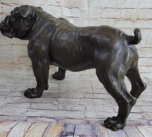 Vista 2 de EUROPEAN BRONZE Figura de escultura artística de bronce de bulldog inglés original para decoración de jardín, estatua de regalo