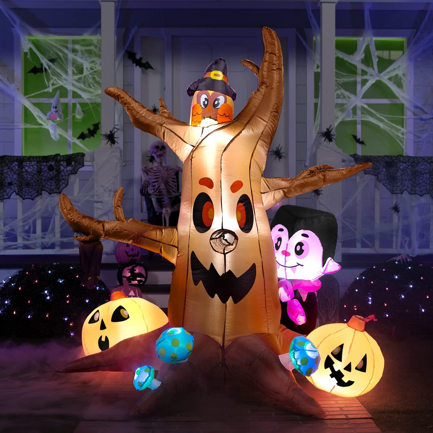 Joiedomi 6 FT Scary Tree Halloween Inflatable with Colorful Neon Light Halloween Inflatable Yard Decoration with Build-in LED Inflatable for Halloween Party Indoor, Outdoor, Yard, Garden, Lawn Decor