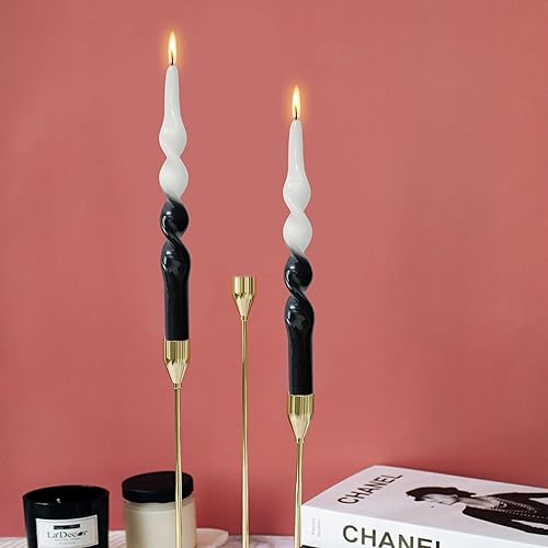 Miniatura 170 de Vela cónica en espiral torcida de 10 pulgadas, velas de colores sin perfume, velas altas sin humo para el hogar, vacaciones, boda, fiesta