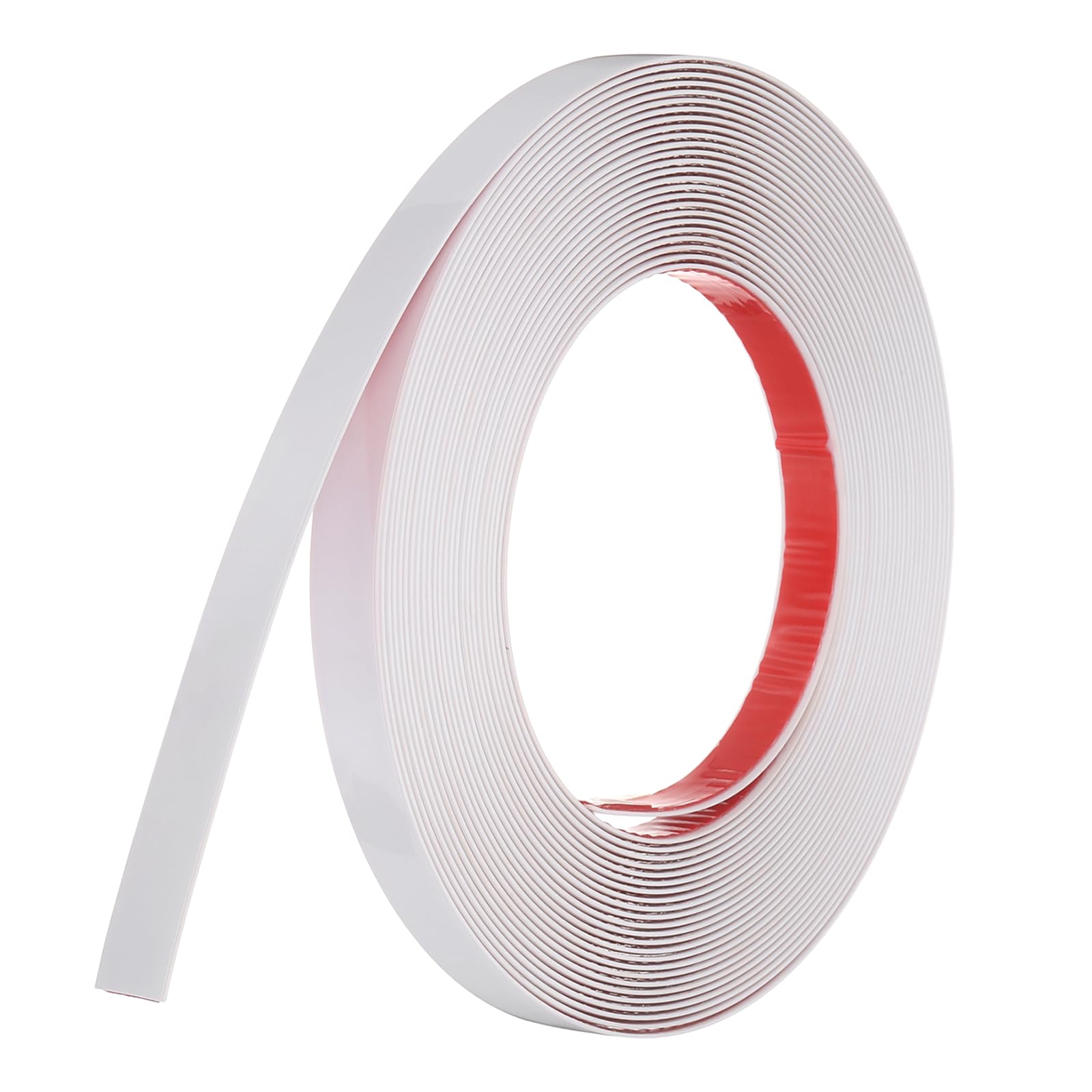 sourcing map White Peel and Stick Molding Trim, 0.6 Inch x 39.4 ft Self-Adhesive Mirror Tape, Flexible PVC Border Strip for Wall Decoration Tile Edge Ceiling Floor Frame Furniture Decoration