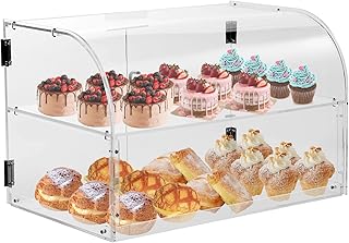 VEVOR Pastry Display Case, 2-Tier Commercial Countertop Bakery Display Case, Acrylic Display Box with Rear Door Access & Removable Shelves, Keep Fresh for Donut Bagels Cake Cookie，