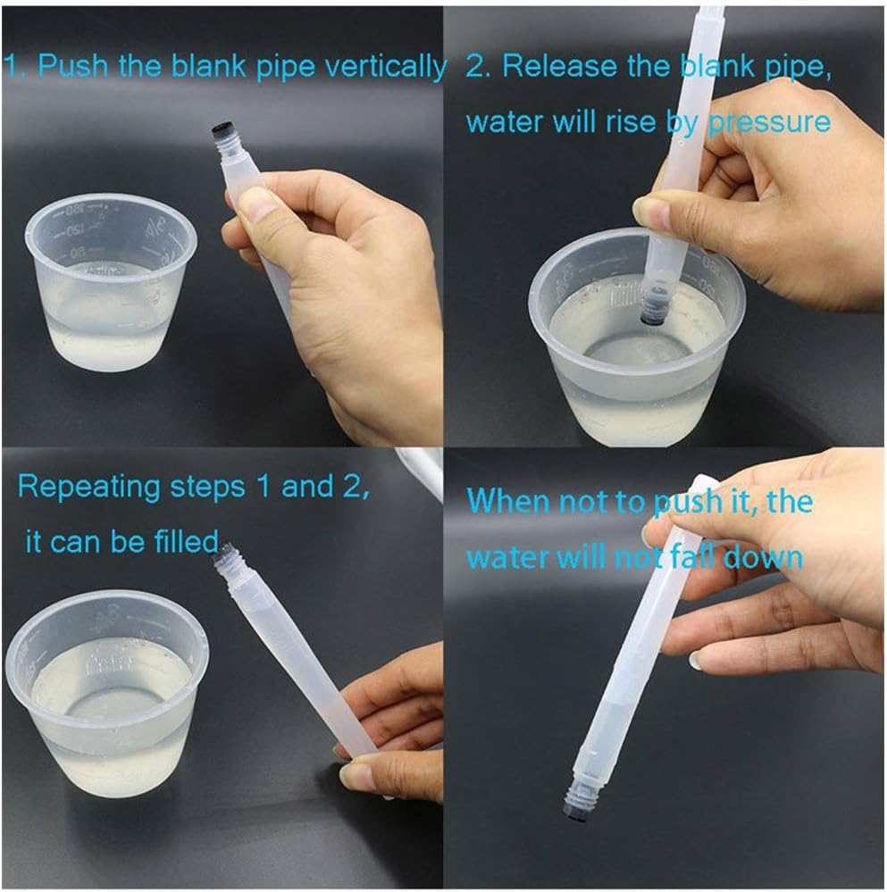 6 Watercolour Pen Water Brushes with Refillable Water Reservoir, Perfect for Watercolours, Brush Pens, Markers with Tray, Comes with a Mixed Flower Palette