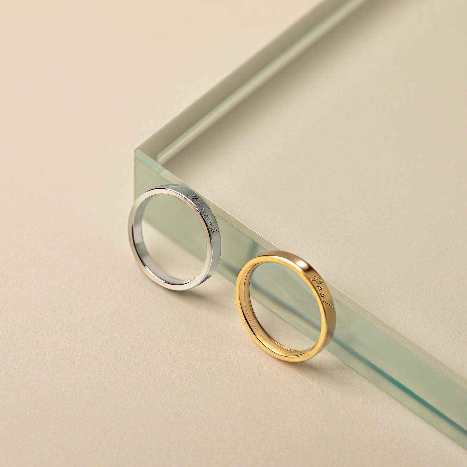 MignonandMignon Custom Engraved Ring for Women Gold | Roman Numeral Name Date Ring Personalized | Promise Ring for Couples Friendship Band Mothers Day Gift