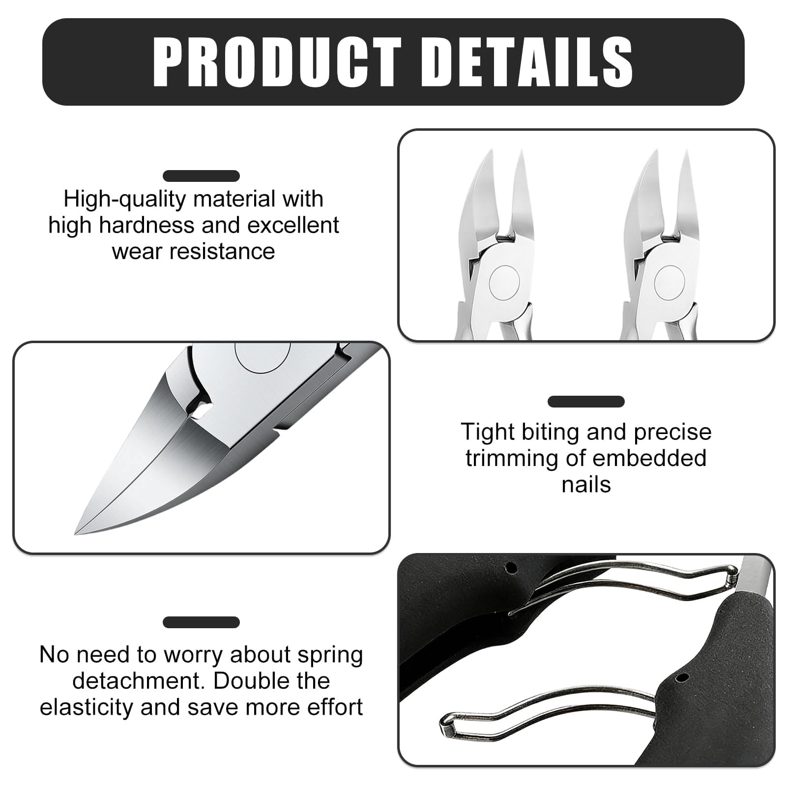 VBK Coupe Ongles Professionnelle Set de 2, Pince Bec d’Aigle Acier Inoxydable, Pince à Ongle Incarné avec Poignée Ergonomique, Instrument Précision pour Pédicure, Manucure & Ongles Incarnés