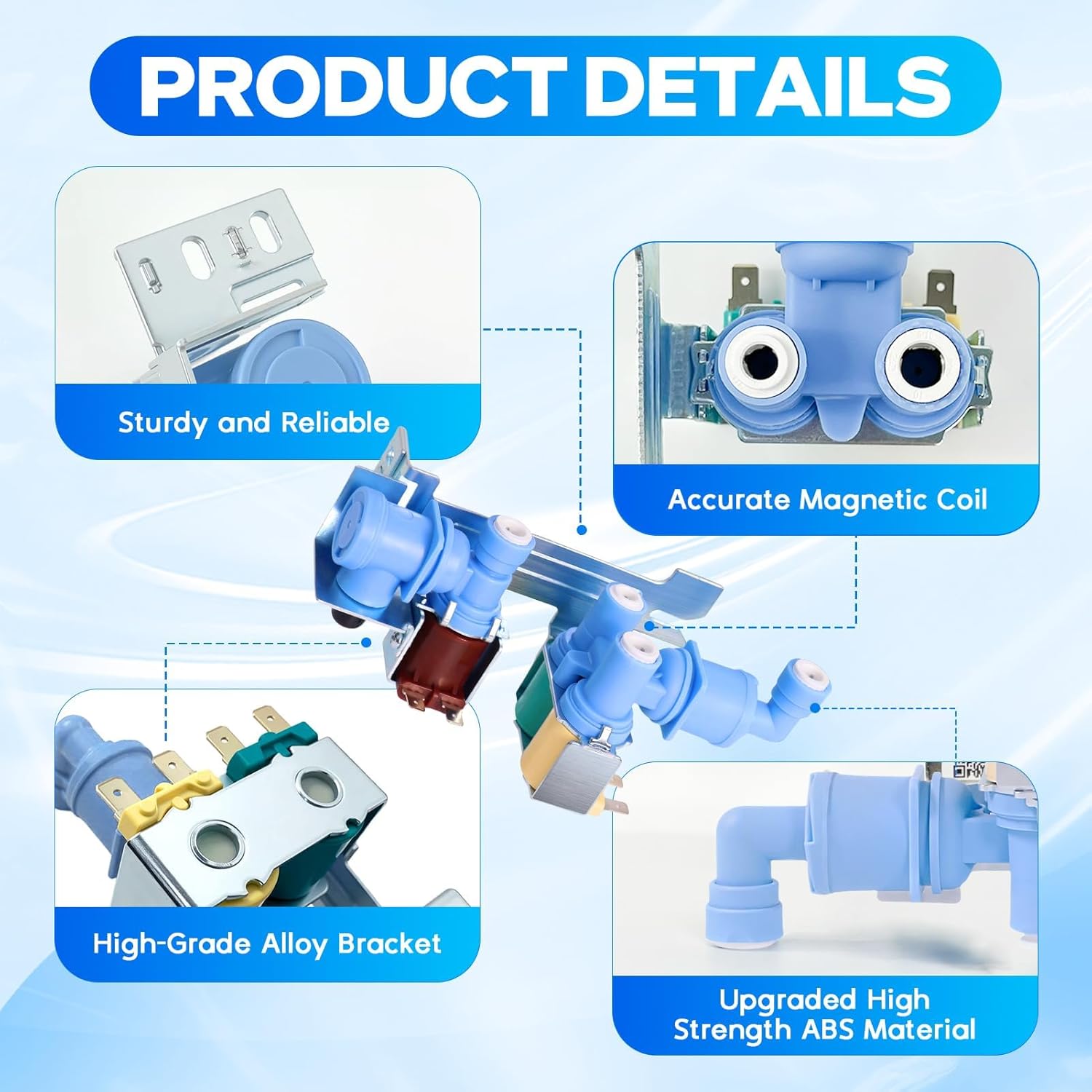 Upgraded 242252702 Water Inlet Valve Fit for Frigidaire Electrolux Kenmore Refrigerator, Replace 240531101, K-76150, 241734301, WV2702, 240321801, AP5671757, 241636701