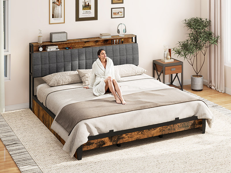 ベッドフレーム BED + MATTRESS with storage - 160x200 cm Amazon.com: YITAHOME Queen Size Bed Frame, Upholstered