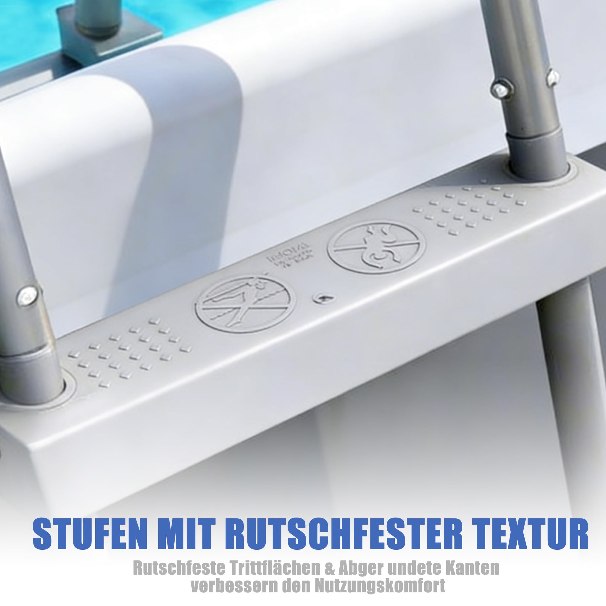 Échelle de piscine pliable en fer 2 marches antidérapante résistant aux intempéries 130 kg pour piscines hors-sol 80 cm