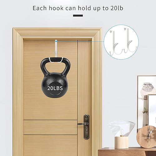 Miniatura 4 de FYY Ganchos para puerta  Paquete de 2 ganchos para puerta con almohadilla de esponja para evitar arañazos, ganchos organizadores resistentes para