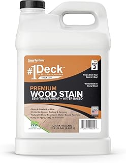 SaverSystems #1 Deck Premium Semi-Transparent Outdoor Wood Stain and Sealer in One - Water Based Wood Stain for Decks, Fences, & Siding - 2.5 Gallon (Dark Walnut)