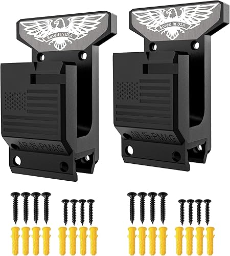 Soporte de pared para pistola, soporte para rifle montado en la pared con material PA fuerte y sólido, soporte para pistola con 1 cargador y 2