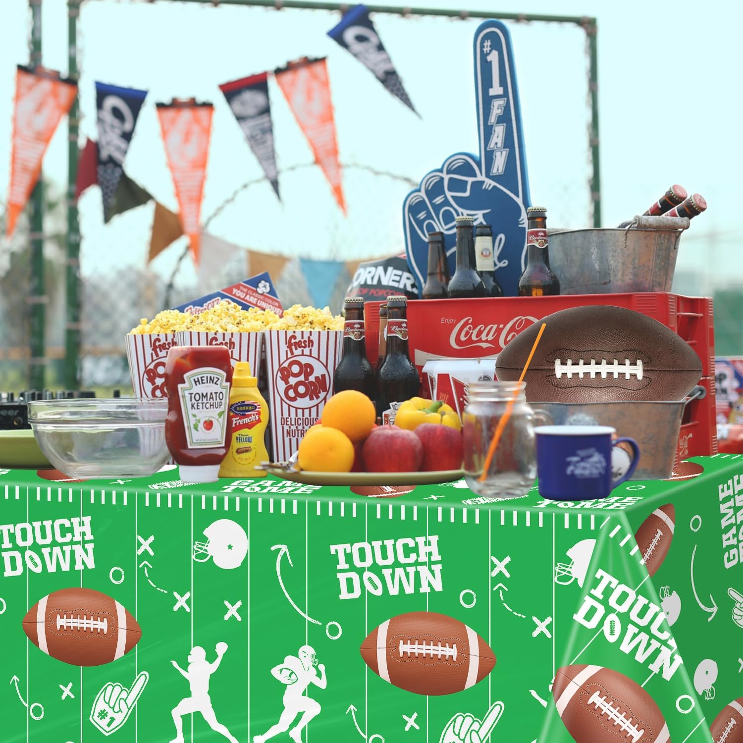 4 Pack Football Tablecloths Disposable Table Covers Touchdown Table Cloth Football Party Decoration Football Plastic Tablecloth for Rectangle Tables Football Theme Birthday Party Supplies 51 X 86IN - Image 6