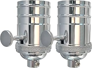 Royal Designs, Inc. Full Range 3 Way Vintage Turn Knob Lamp Socket (Polished Nickel, A. Set of 2)