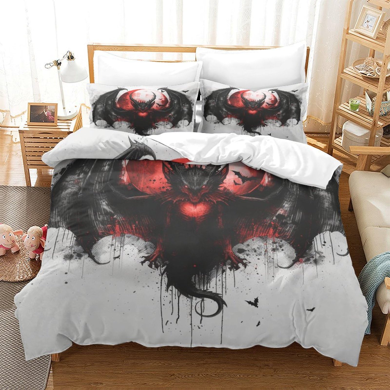 P1S9U7W5Y Stylish Black Cat 3D Printed Duvet Cover Set 3pcs Microfiber Night Cat Bedding Set SuperKing