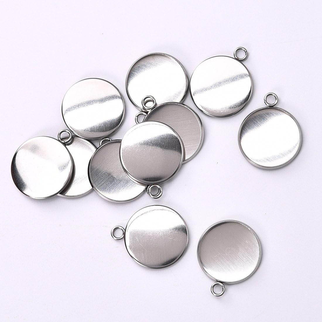 Stainless Steel Round Pendant Blank Tray for Jewelry Making Cabochon Settings 30pcs 20x20mm - Image 2