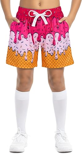 Cozople Boys Athletic Shorts Kids Basketball Shorts Mesh Breathable Shorts for 5-14 Years