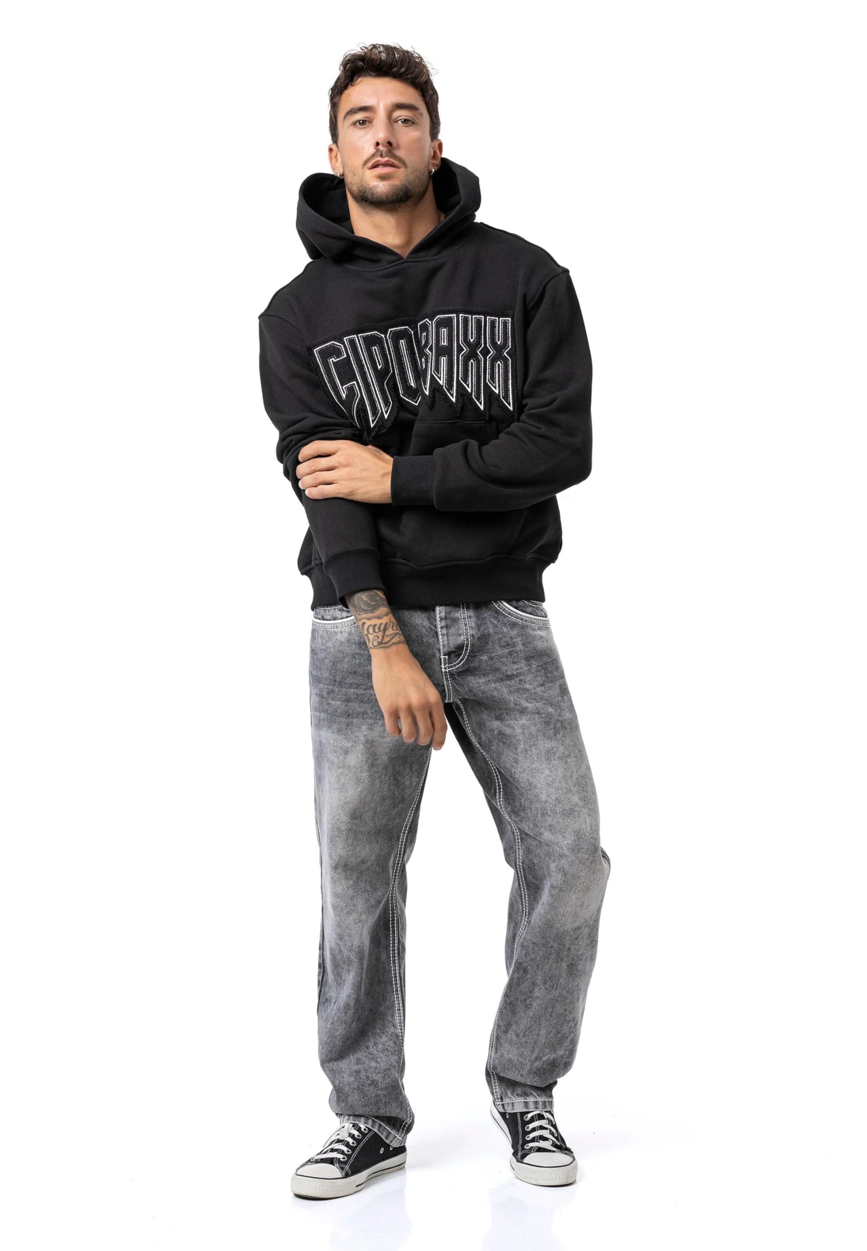 Cipo & Baxx Sudadera con capucha para hombre Series – Elegante jersey de estilo casual con capucha y bolsillo canguro – Parte superior cómoda para el día a día y el tiempo libre