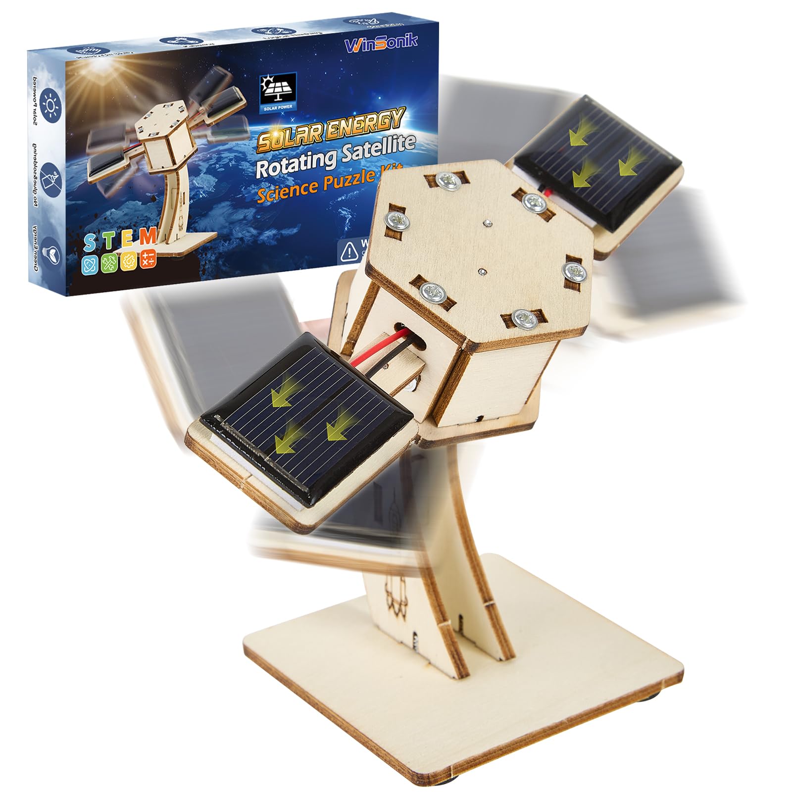 Amazon | ソーラー木製立体パズル、太陽能発電、夏休み工作キット