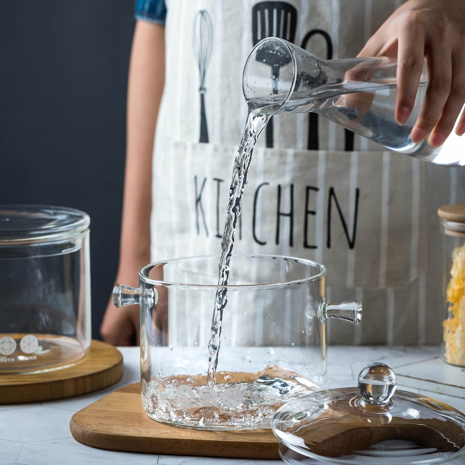 Glasschüssel Glasschalen Große Kapazität Glas Bubble Noodle Salatschale for Studenten Haushalt Hitzebeständigkeit Setz Glas Dessert Frucht Transparente Schüssel Obstschale Glas ( Color : A )
