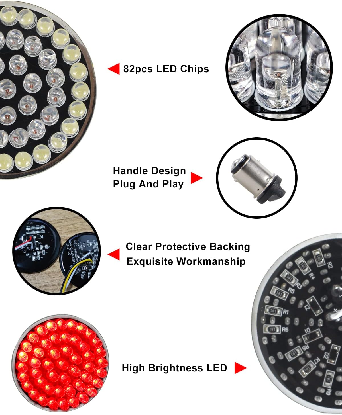 NTHREEAUTO 1157 LED Front Rear Turn Signals, 2 Inch Bullet + 3-1/4 Inch Flat Smoked Turn Signal Light Lens Compatible with Harley Touring Dyna Sportster Softail Road King Street Glide 1986-2023