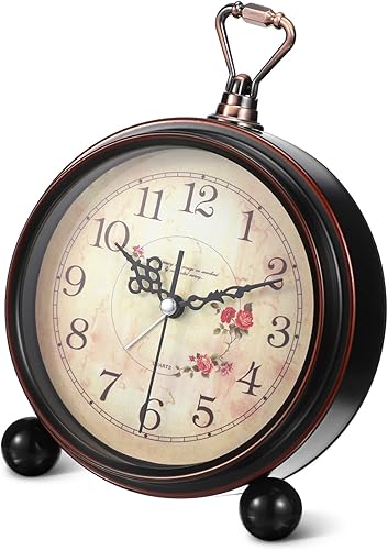 BESPORTBLE Reloj despertador de estilo vintage, reloj de mesa retro antiguo, decorativo, silencioso, sin tictac, reloj retro clásico, reloj