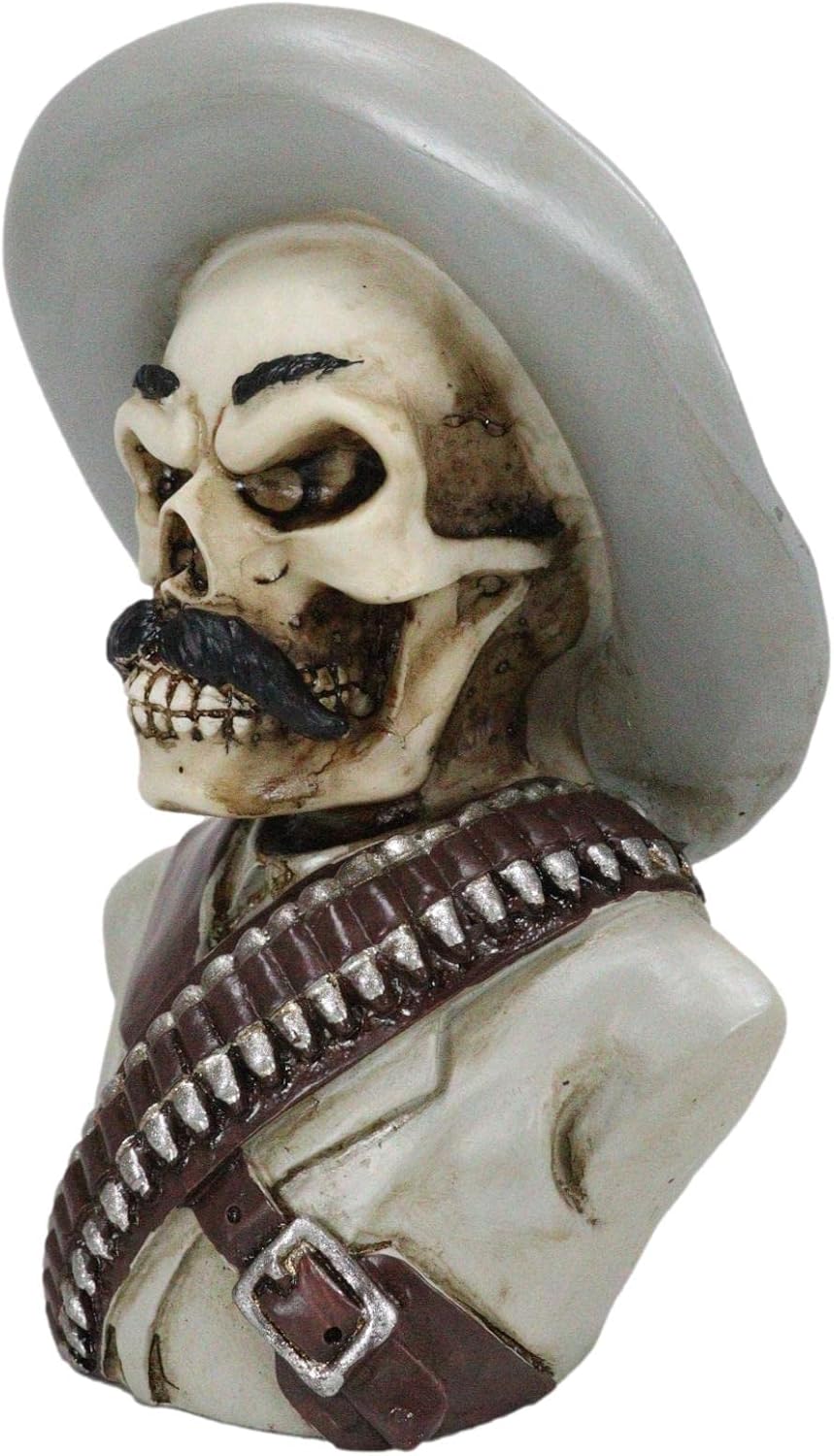 Ebros Gift Day of The Dead General Pancho Villa Skull Skeleton Bust Mini Figurine Governor of Chihuahua Mexican Revolutionary Hero of División del Norte Sculpture Home Decor Halloween