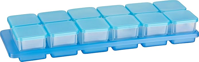Kigima Mini-Gefrierdosen 12x0,03L Blau inkl. Halternung – Vorratsdosen mit Deckel luftdicht – Frischhaltedosen mit Deckel – Aufbewahrungsbox Küche für Mealprep & Organisation – Austrian Quality