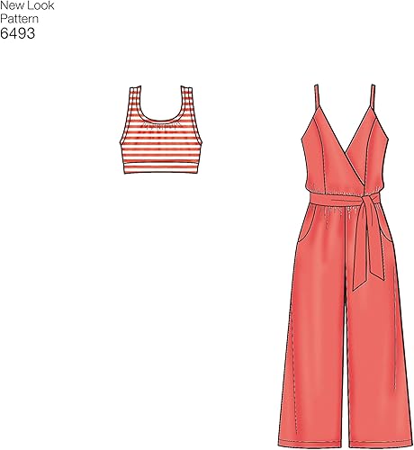 Miniatura 9 de Patrón de costura de aspecto D0562  6493  Mono y vestido de mujer en dos longitudes con bralette, A (6-8-10-12-14-16-18)