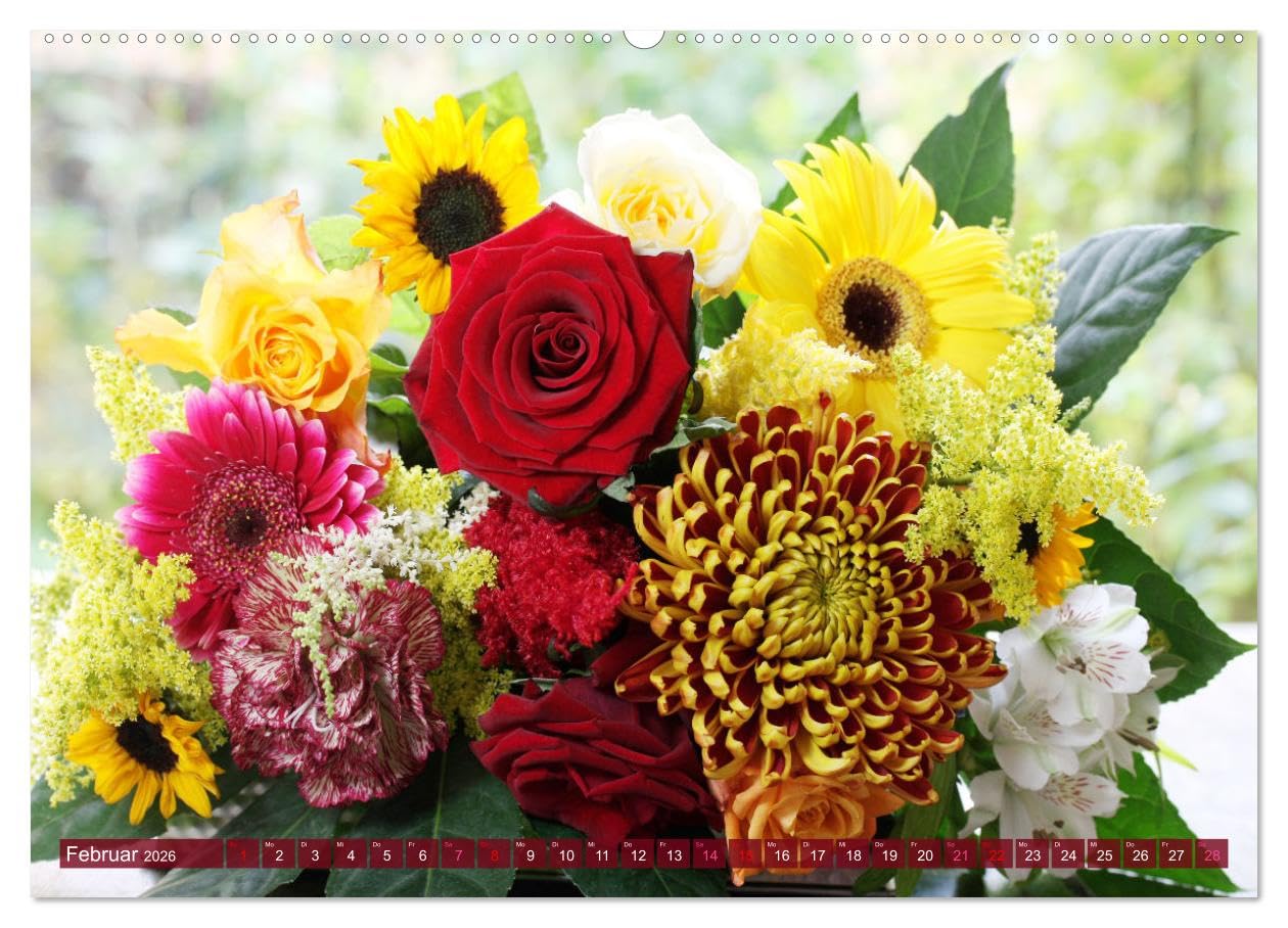 Blumen - Eine bunte Mischung (Wandkalender 2026 DIN A2 quer), CALVENDO Monatskalender: Strahlende Blüten und Sträuße (CALVENDO Natur)