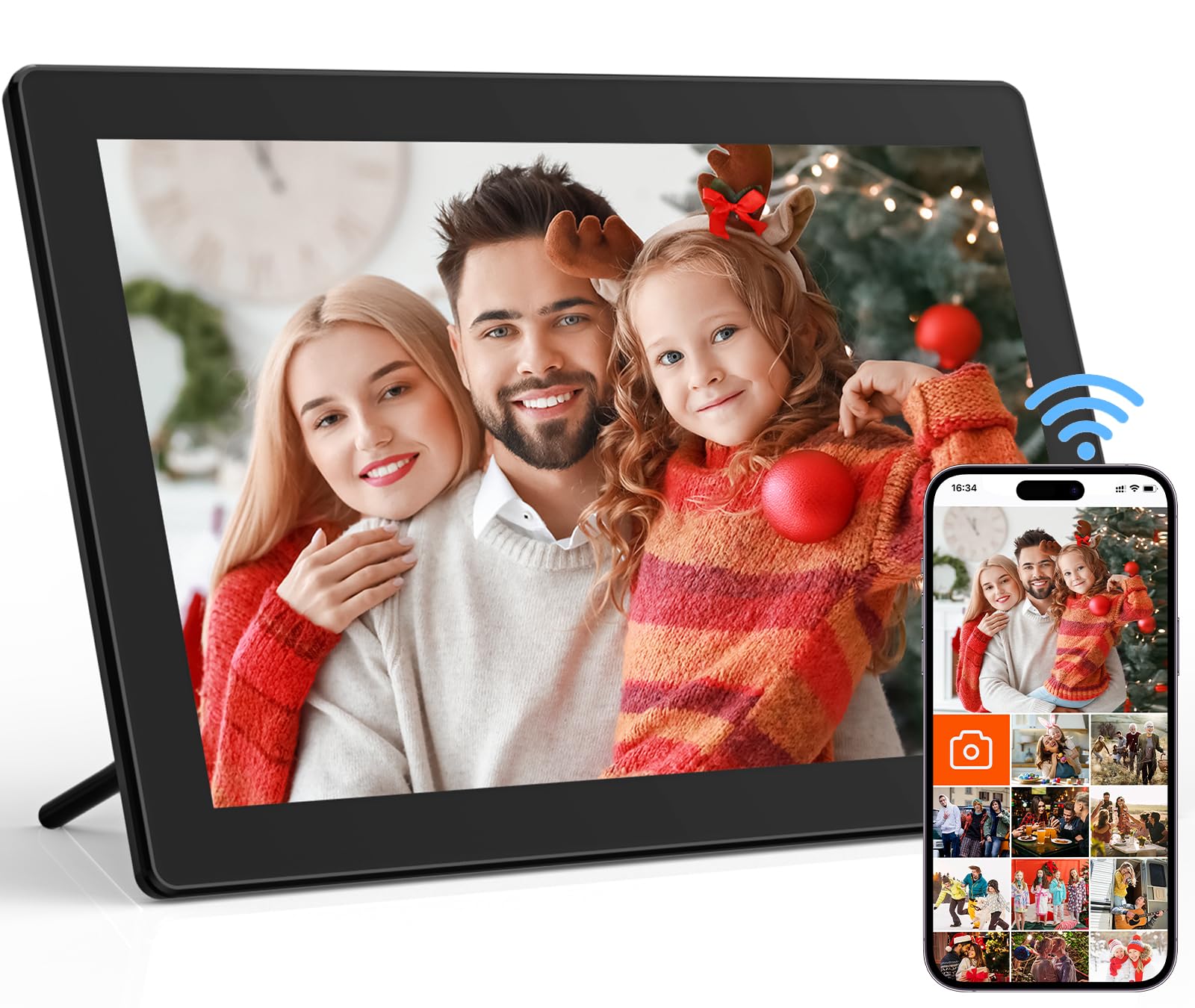 WiFi Digital Picture Frame, 10.1 Inch IPS Touch Screen Smart Cloud Digital Photo Frame with 32GB Storage, Wall Mountable, Auto-Rotate, Share Photos from Anywhere Via App for Women Men