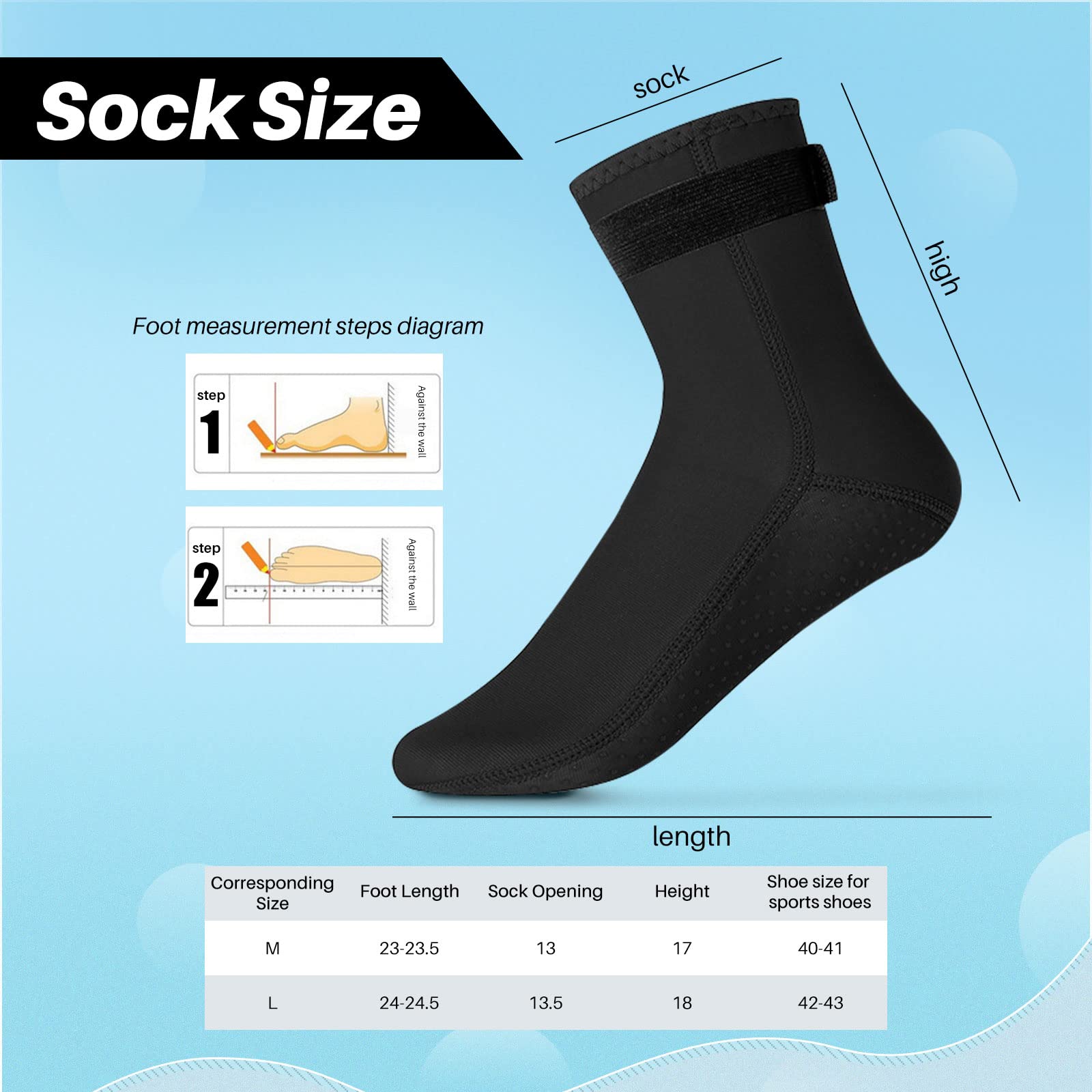 Calzini in Neoprene 3mm,Calzini da Immersione,Calze da Nuoto Antiscivolo per Uomo Donna,Calzini Muta Caldi,Calzini Sportivi con Velcro per Subacquee,Spiaggia,Snorkeling,Surf,Vela,Immersioni,Kayak