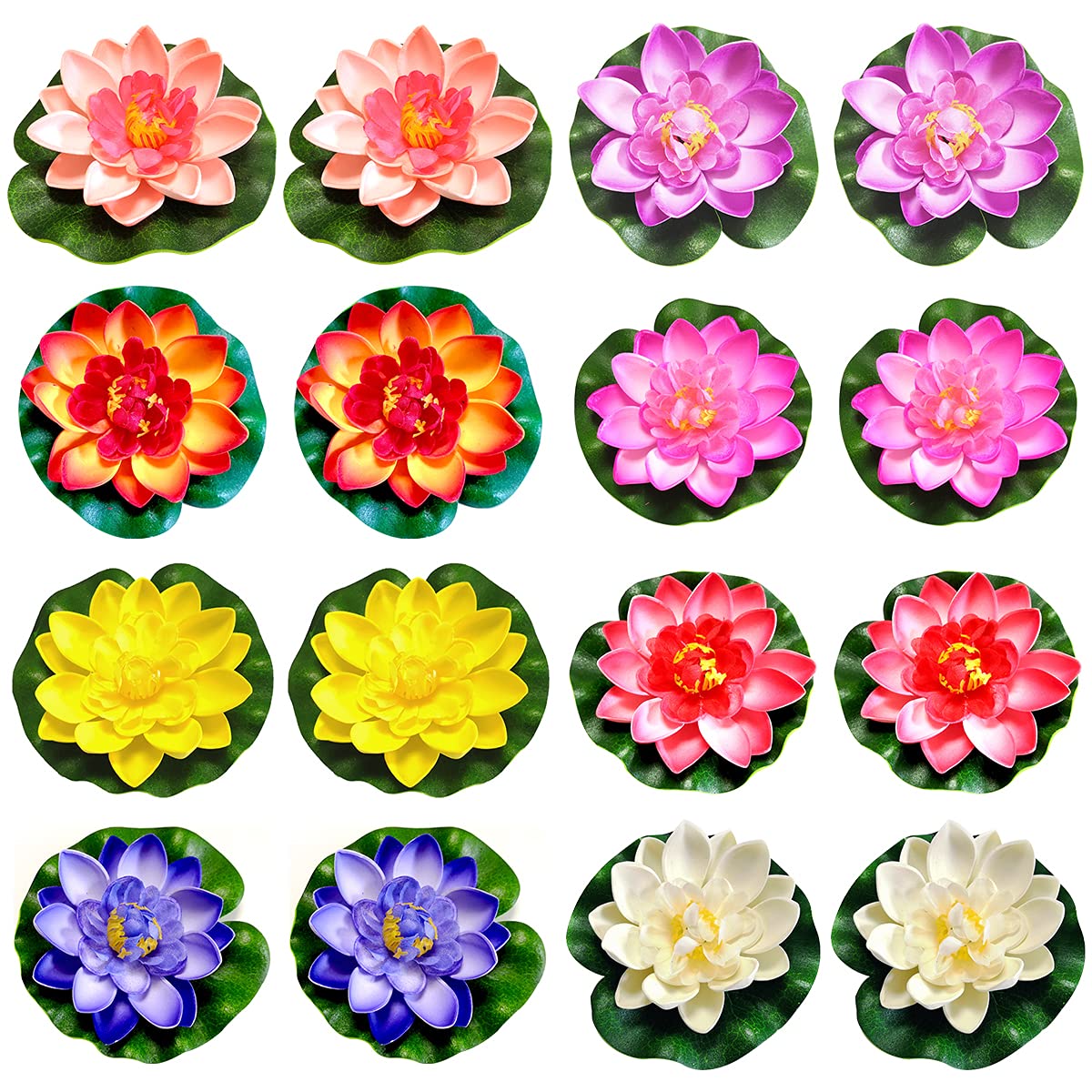 Fiori Galleggianti per Laghetti, 16 Pezzi Artificiali Galleggianti Fiore Pond Decorazioni per Stagno per Decorare Casa e Laghetti da Giardino 10 cm
