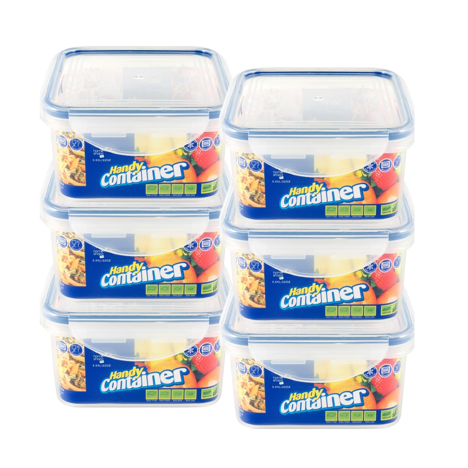 Homeshopa.com Blue Homeshopa Square Airtight Food Storage Plastic Container, 6 Pack 650Ml Kitchen & Pantry Organisation Canisters, Leakproof Stackable Reusable, Microwave, Dishwasher & Freezer Safe