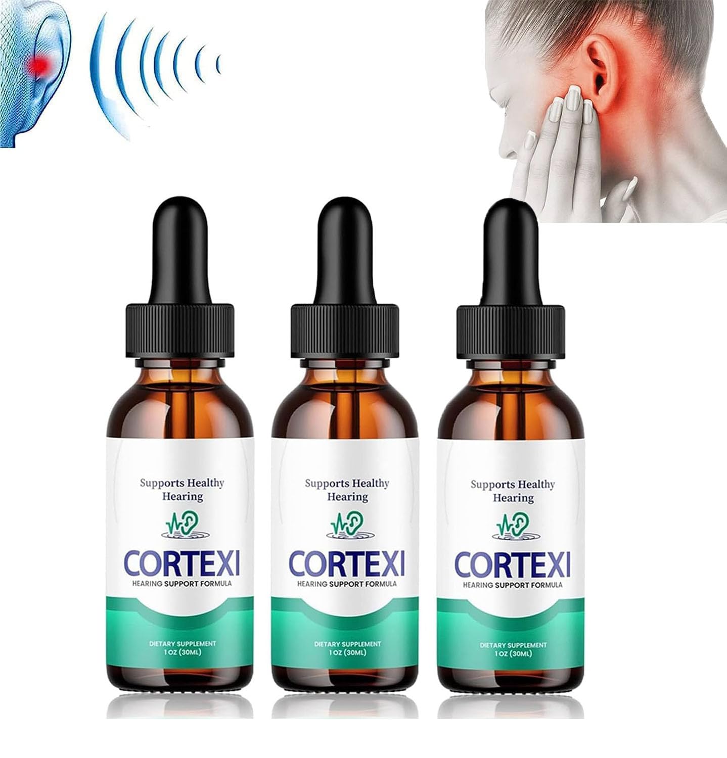 Cortexi Drops - For Ear Health,Hearing Support,Healthy Eardrum,Cortexi Hearing Support Drop,Cortexi Ear Drops,Cortexi Tinnitus Treatment,Helps with Eardrum Health,Promotes Auditory Clarity,30ml.(3Pcs)