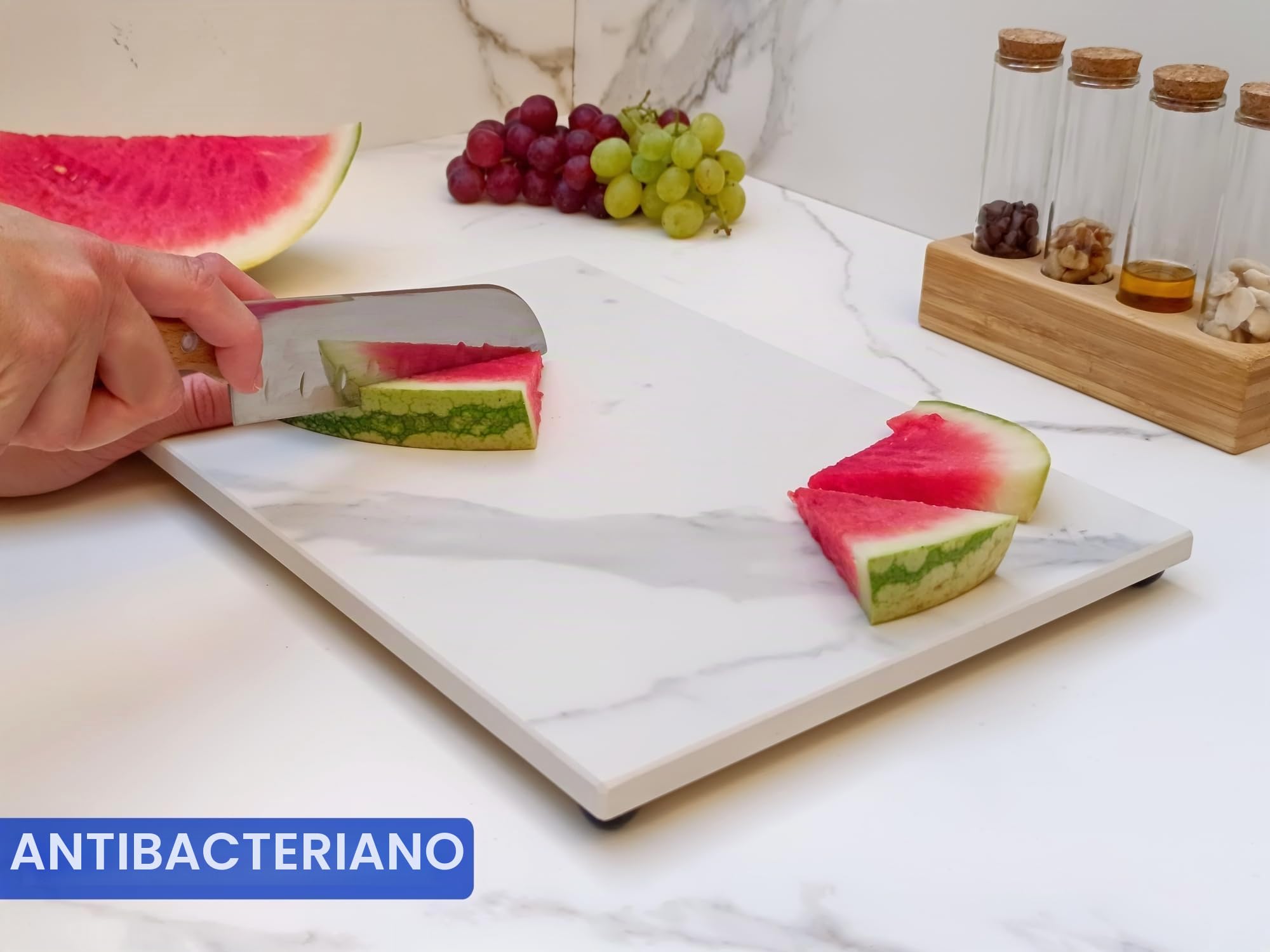 LOANE - Tabla de Cortar Multifuncional - Tabla Cortar Cocina, Material Porcelánico, Resistente al Calor y a los Arañazos, Ideal para Picar, Servir y Presentar Alimentos