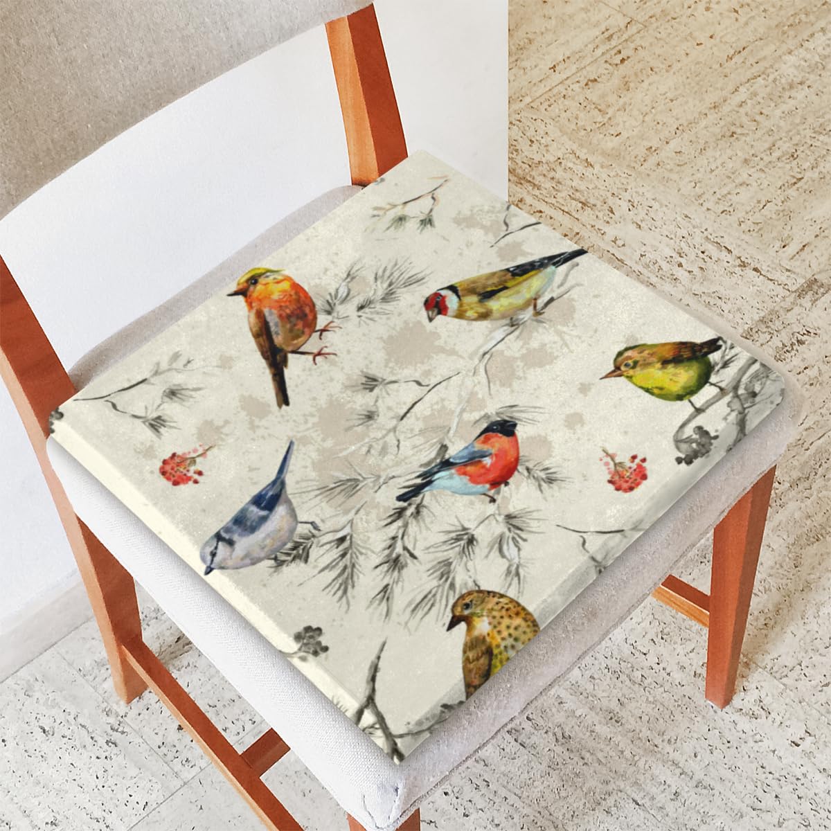 KOBLEN Retro Bird Indoor Outdoor Chair Cushions Square Corner Seat Cushions for Garden Patio Funiture Sofa Couch Chair Pads 16