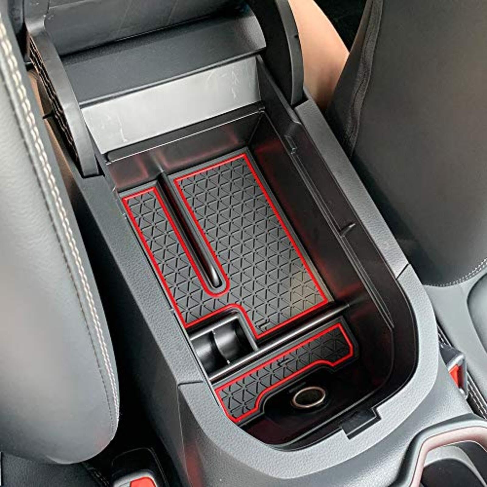 Organizer na konsolę środkową, schowek w podłokietniku, kompatybilny z Toyota RAV4 2019-2025, tacka do wkładania do samochodu, dodatkowe akcesoria wewnętrzne(Red)