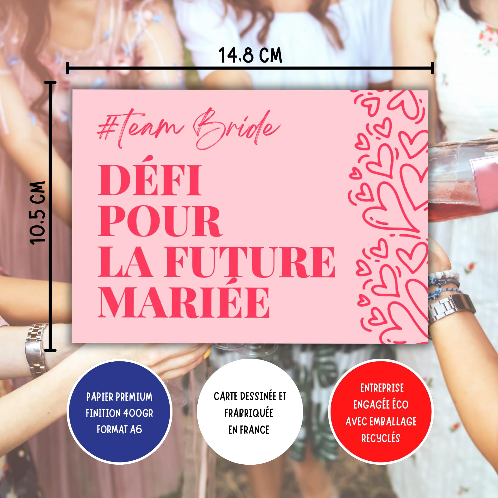 Kit Défis à Gratter EVJF Team Bride - 15 Cartes + Stickers Dorés, Animation Enterrement Vie De Jeune Fille